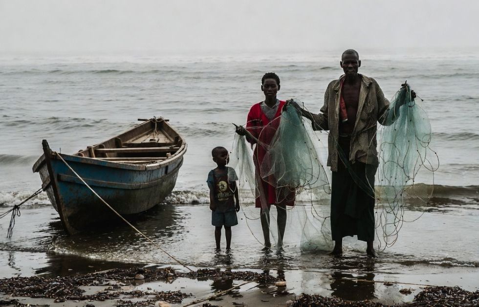 West African family who rely on fishing coastal waters